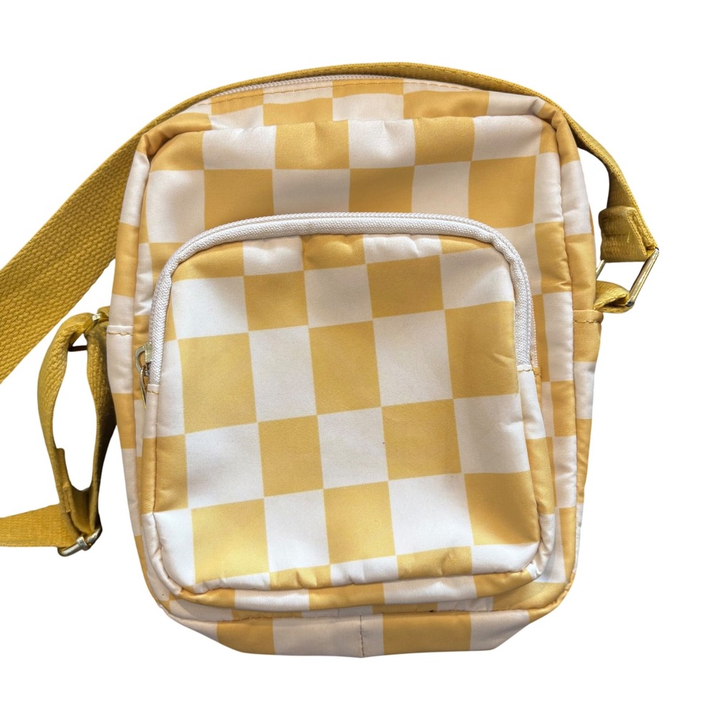Wild Fable Crossbody Bag Woman's Small Yellow Checkerboard Adjustable Strap NEW
